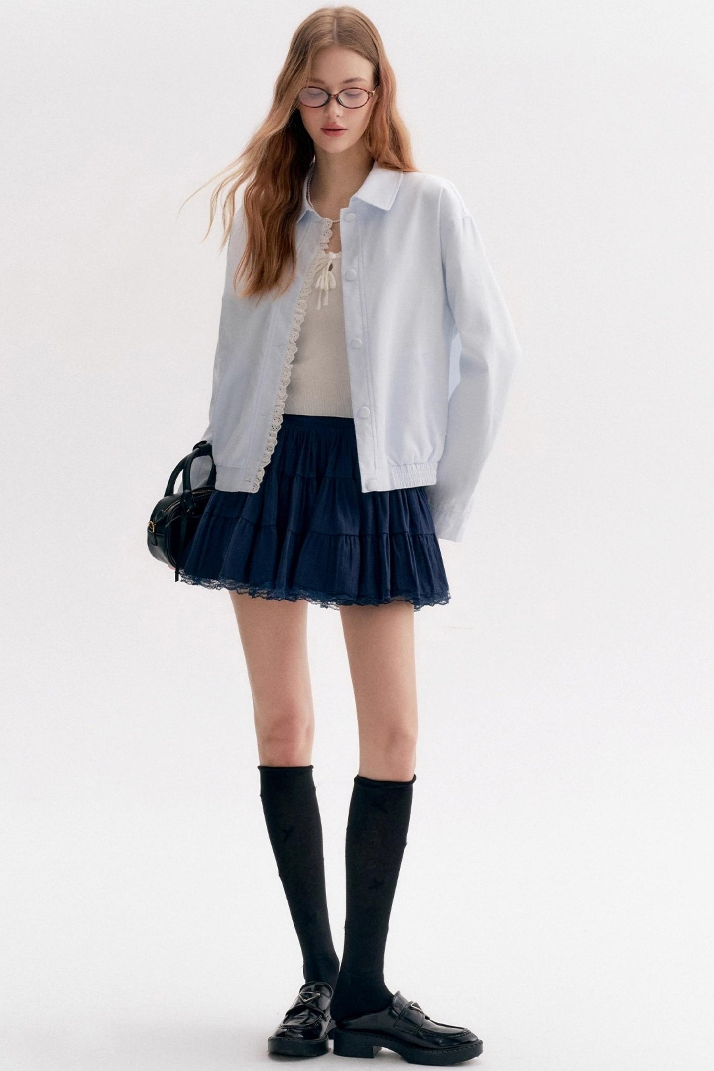 Ballet Lace Puffy A-Line Short Skirt