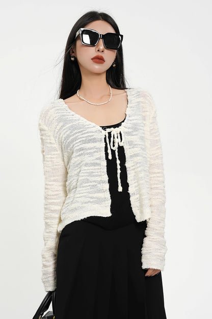 Niche Cropped Knit Cardigan