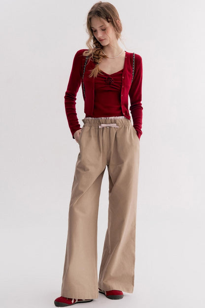 Red Knit Suspender Set