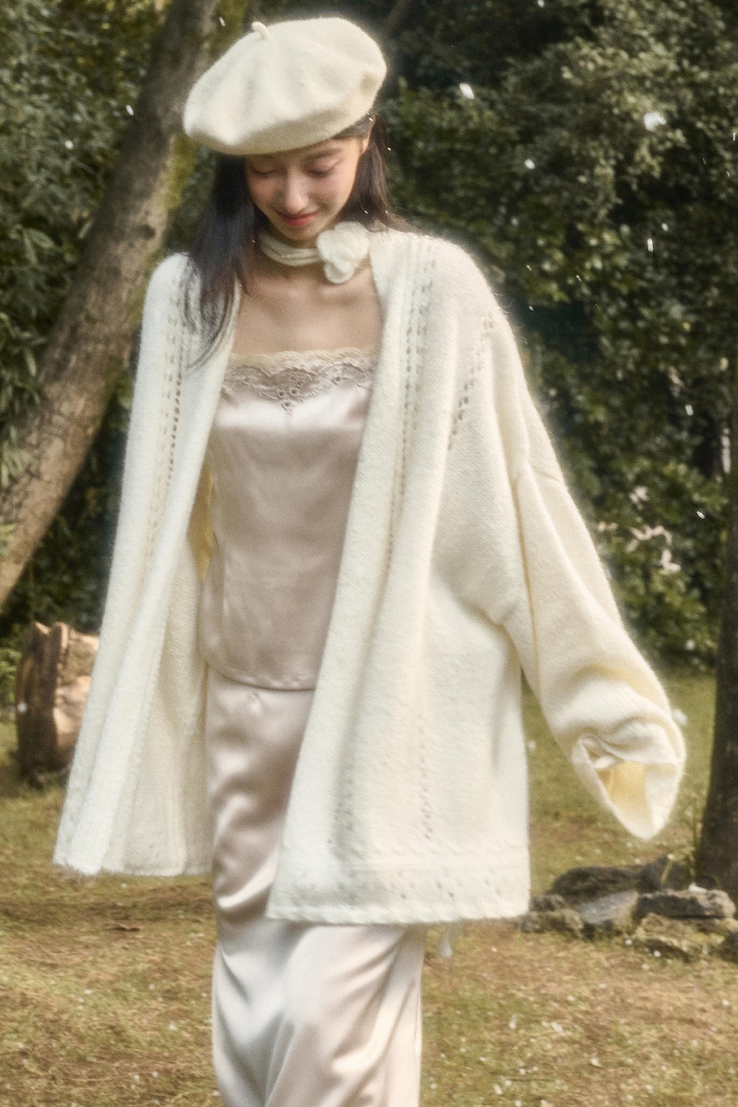 Fluffy Wool Long Cardigan