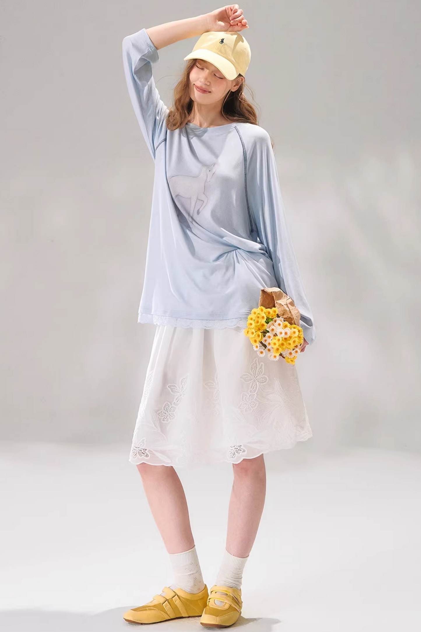 Tencel Wool Lace Patchwork Top
