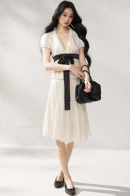 Tie Waist V-Neck Top