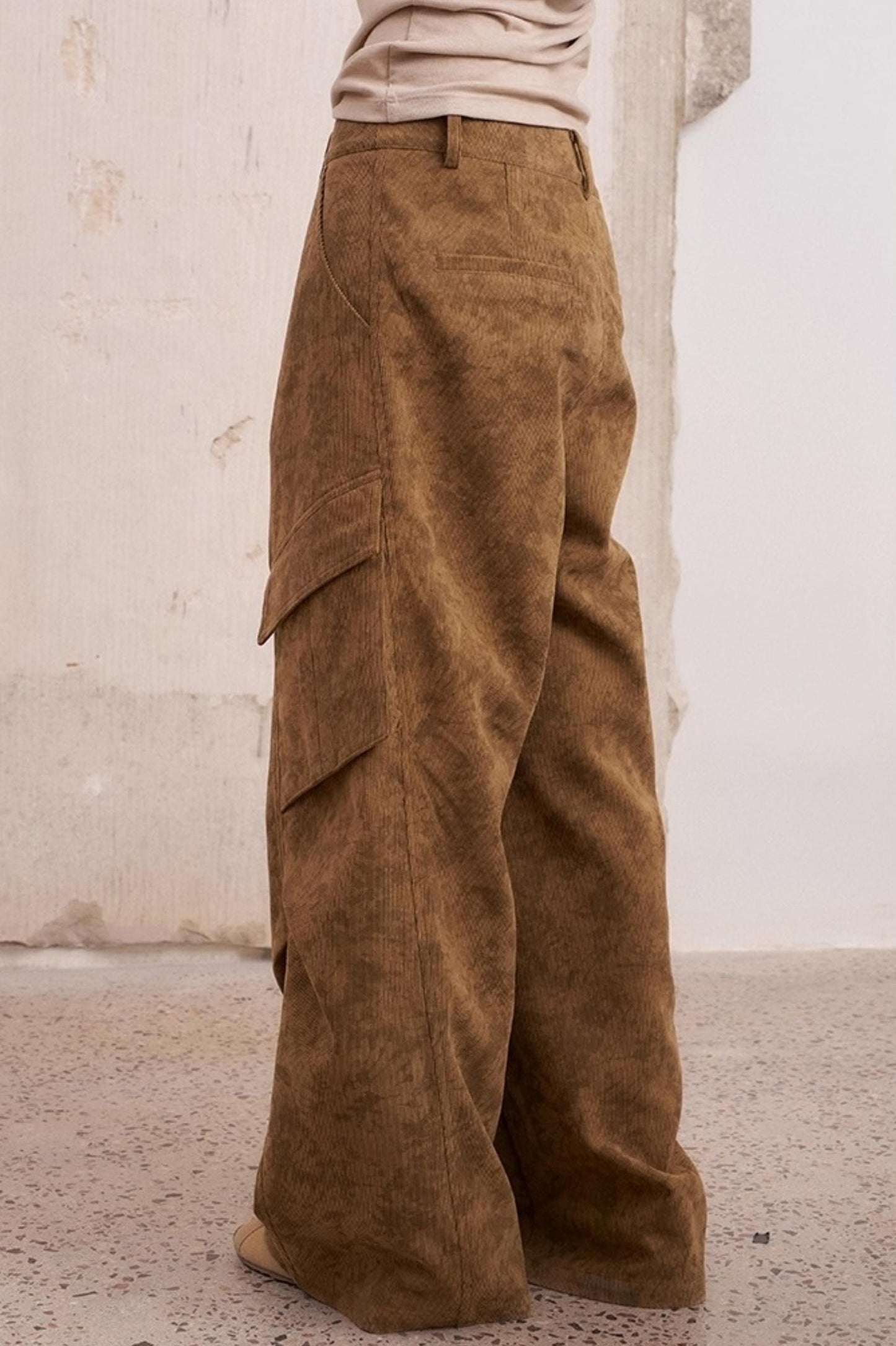 Vintage Print Loose Cargo Pants