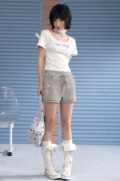 Detachable Polka Dot Peplum Shorts