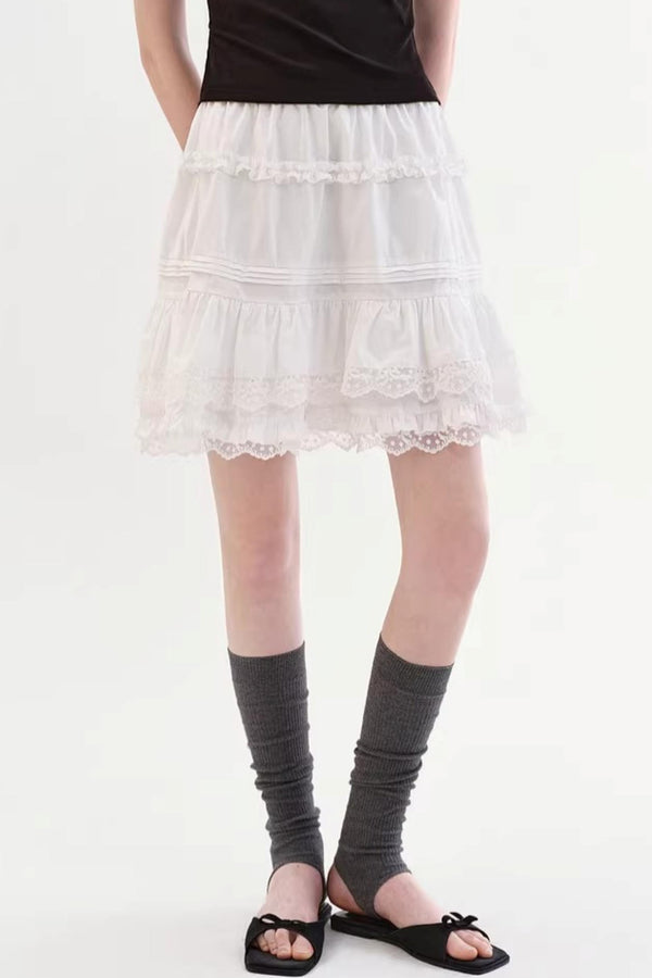 Lace Cotton A-Line Skirt