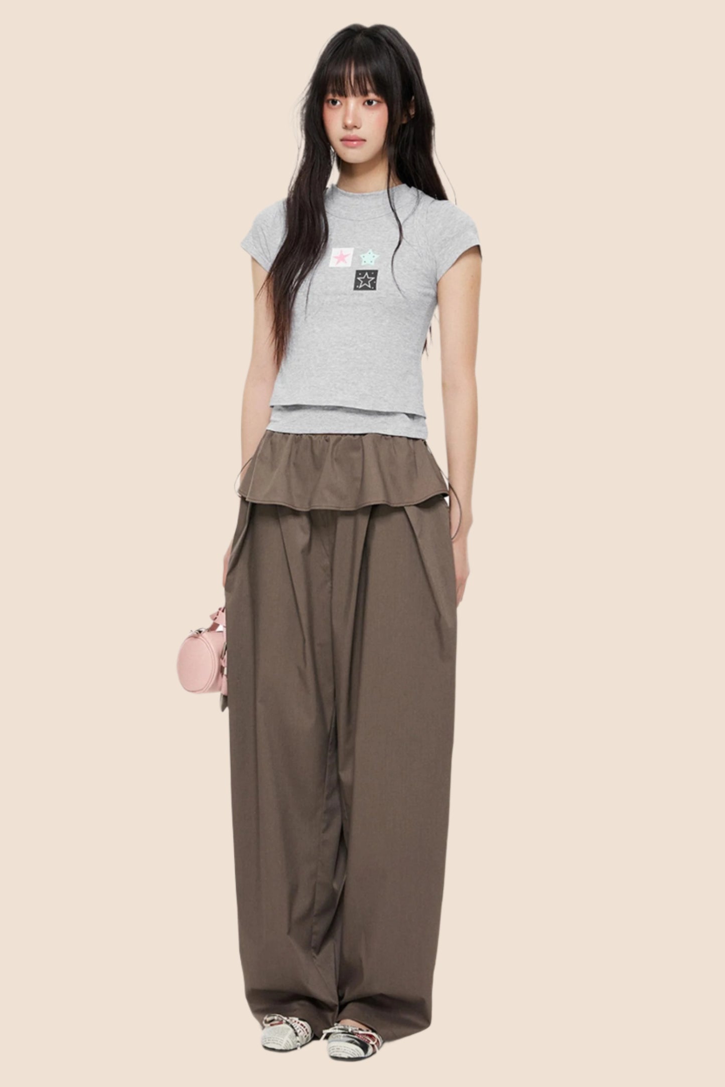 Slim Gray Square Crop Tee