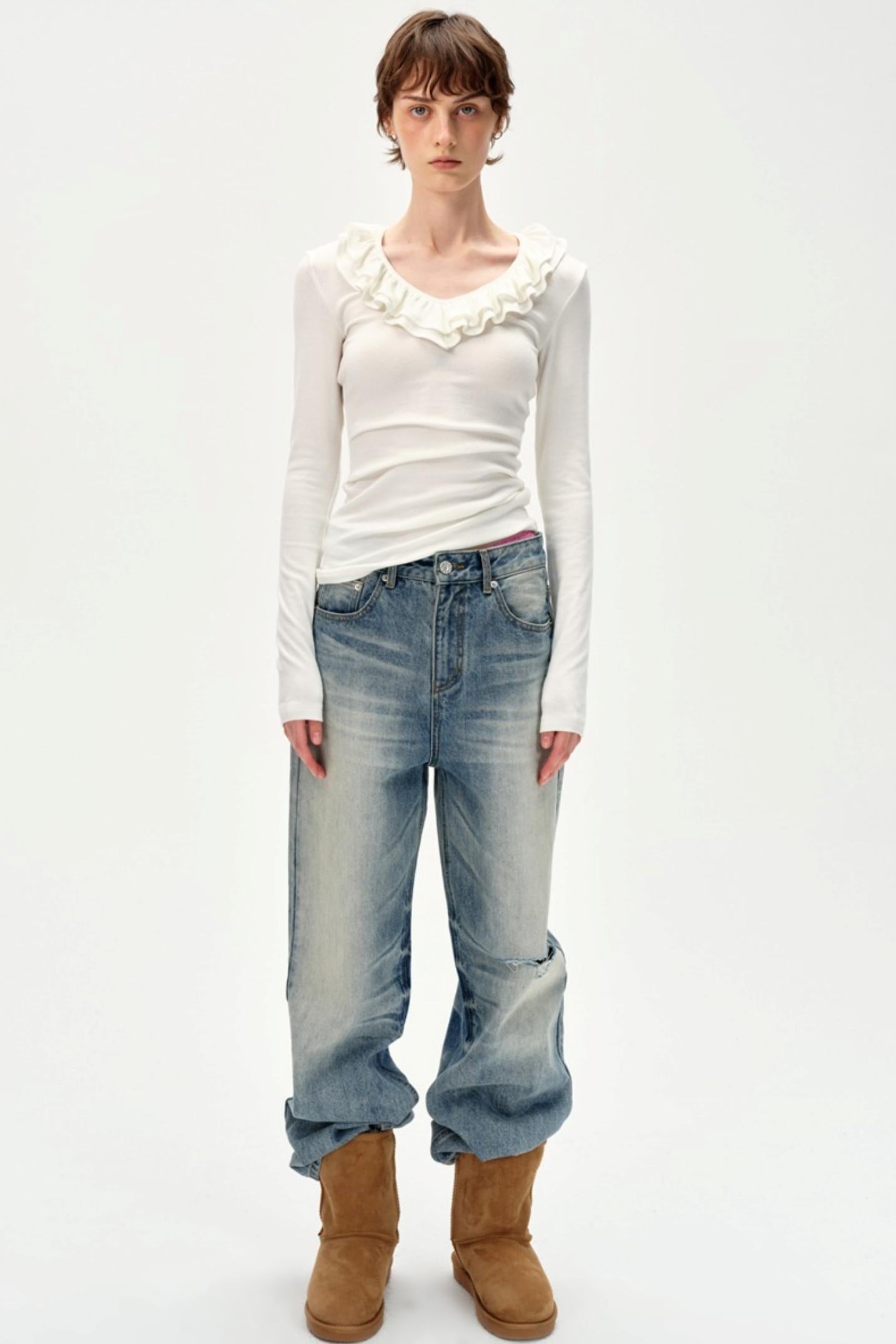 Lace V-Neck Slimming Top