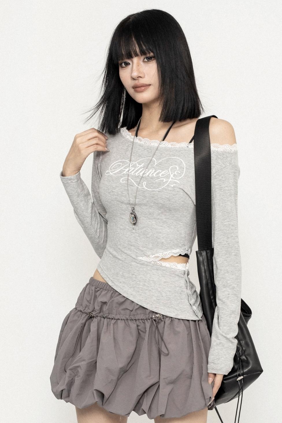 Lace Edge IRREGULAR T-SHIRT