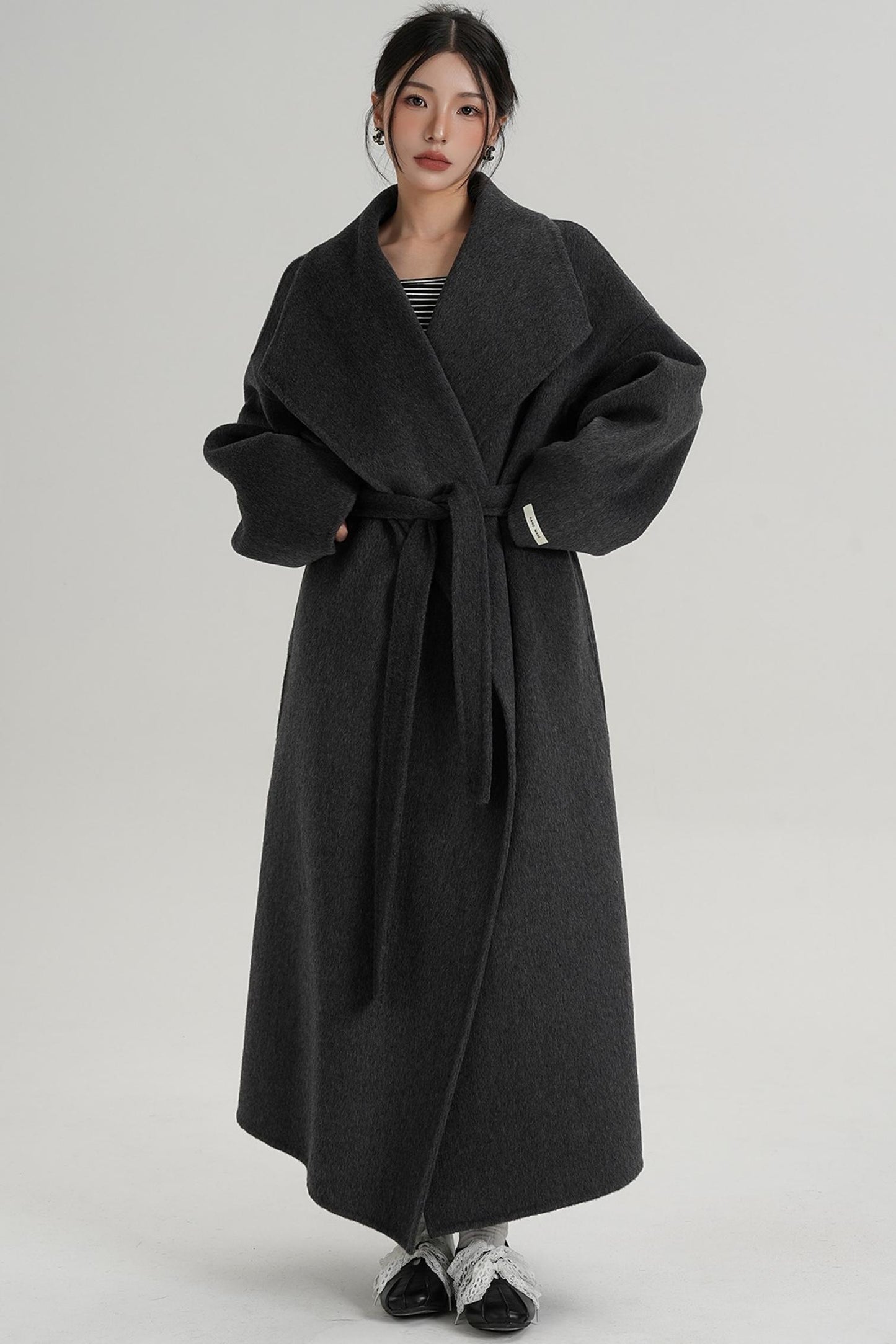 Large Lapel Long Wool Coat