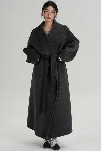 Large Lapel Long Wool Coat