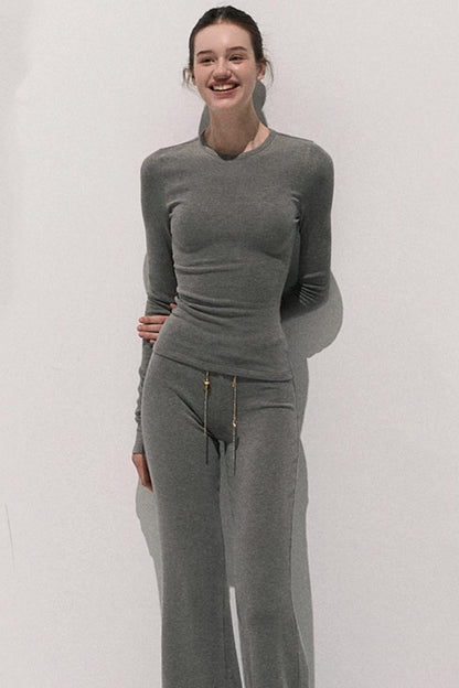 Soft Crewneck Knitwear Trouser Set-Up