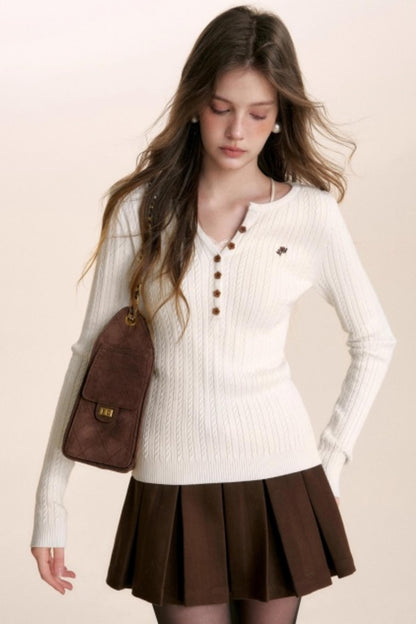 Fine Cable Knit Cardigan