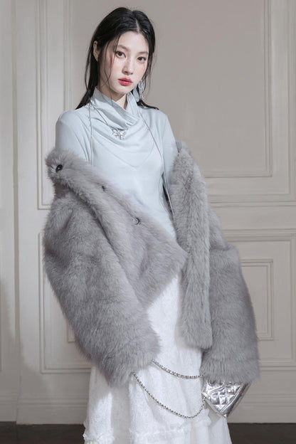 Frost Gray Reversible Fur Jacket