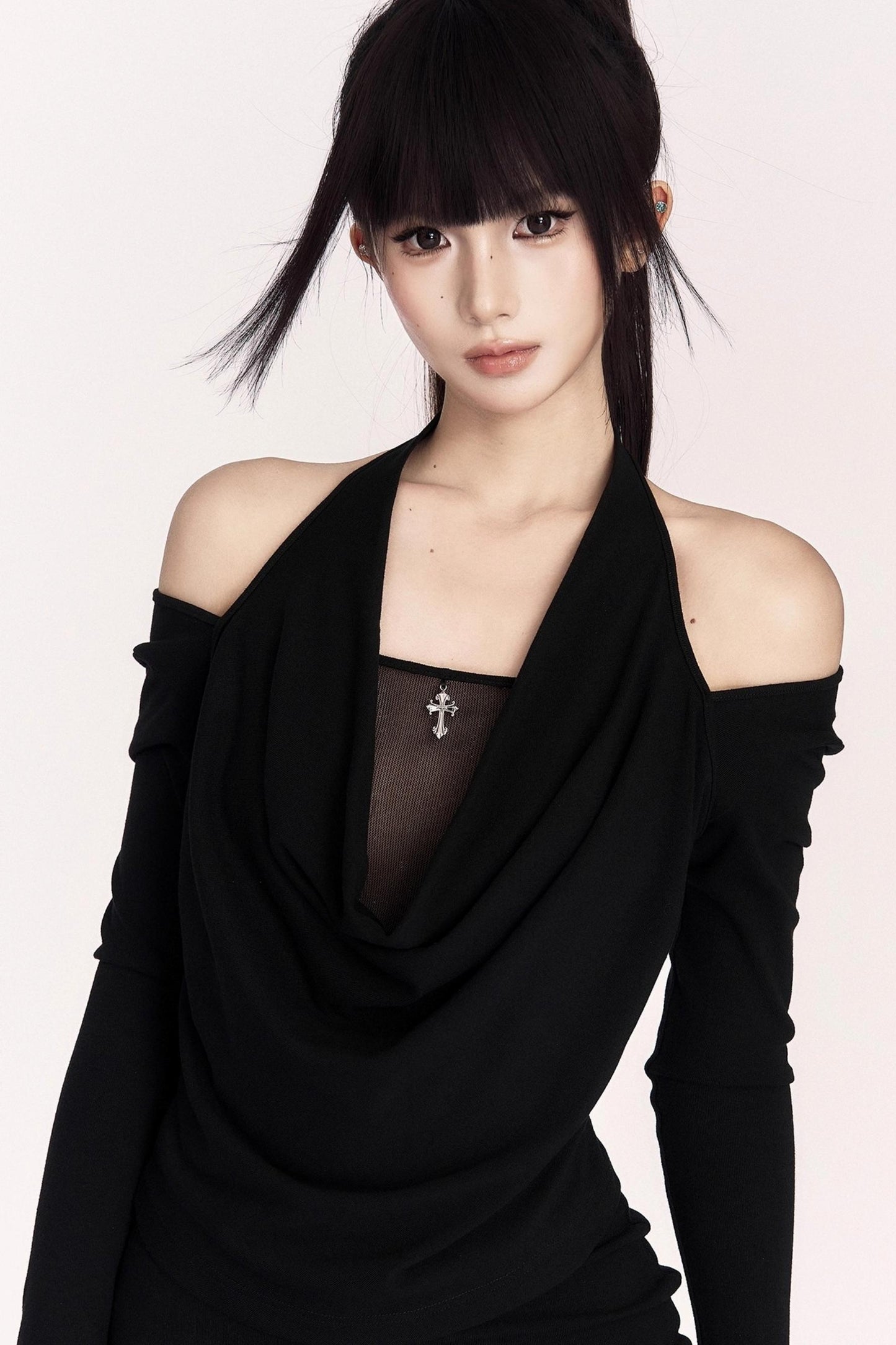 Night Rosemary Halterneck Swing Collar Wrap Dress