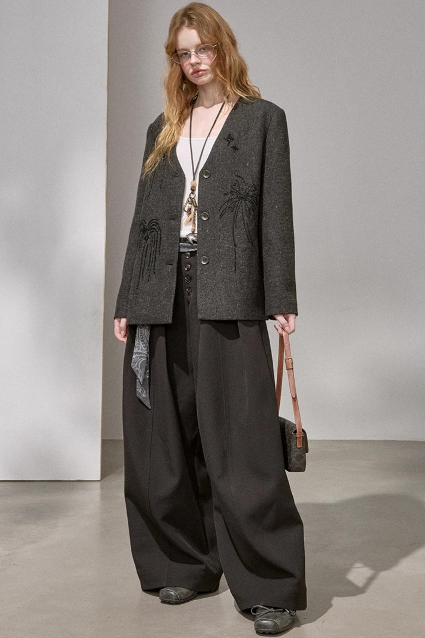 High-Density Beaded V-Neck Jacket