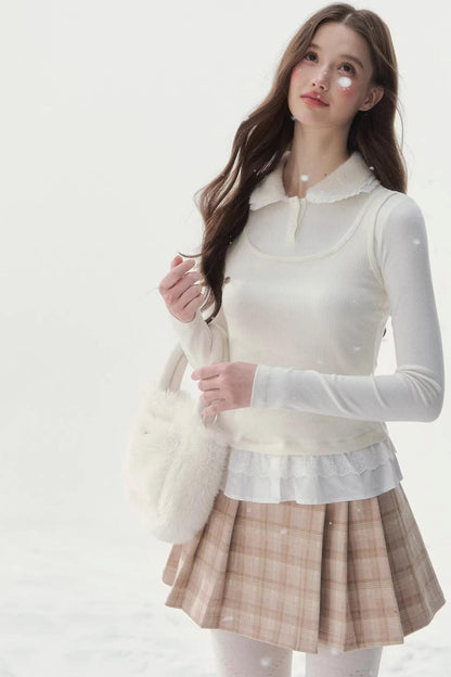 Faux Two-Piece Knitted Blouse