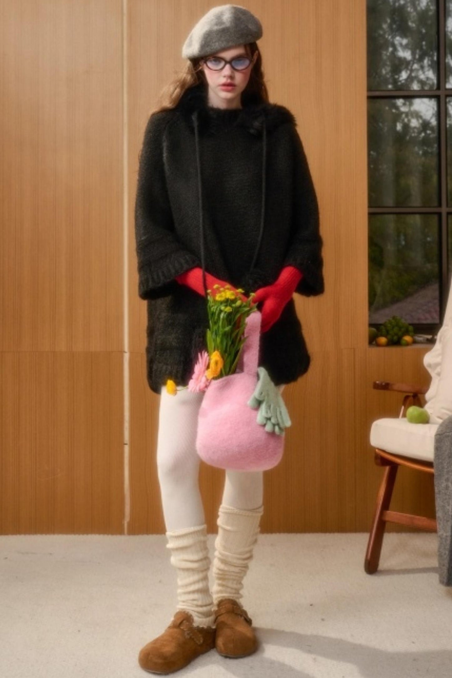 Hooded Wool Cape Dress