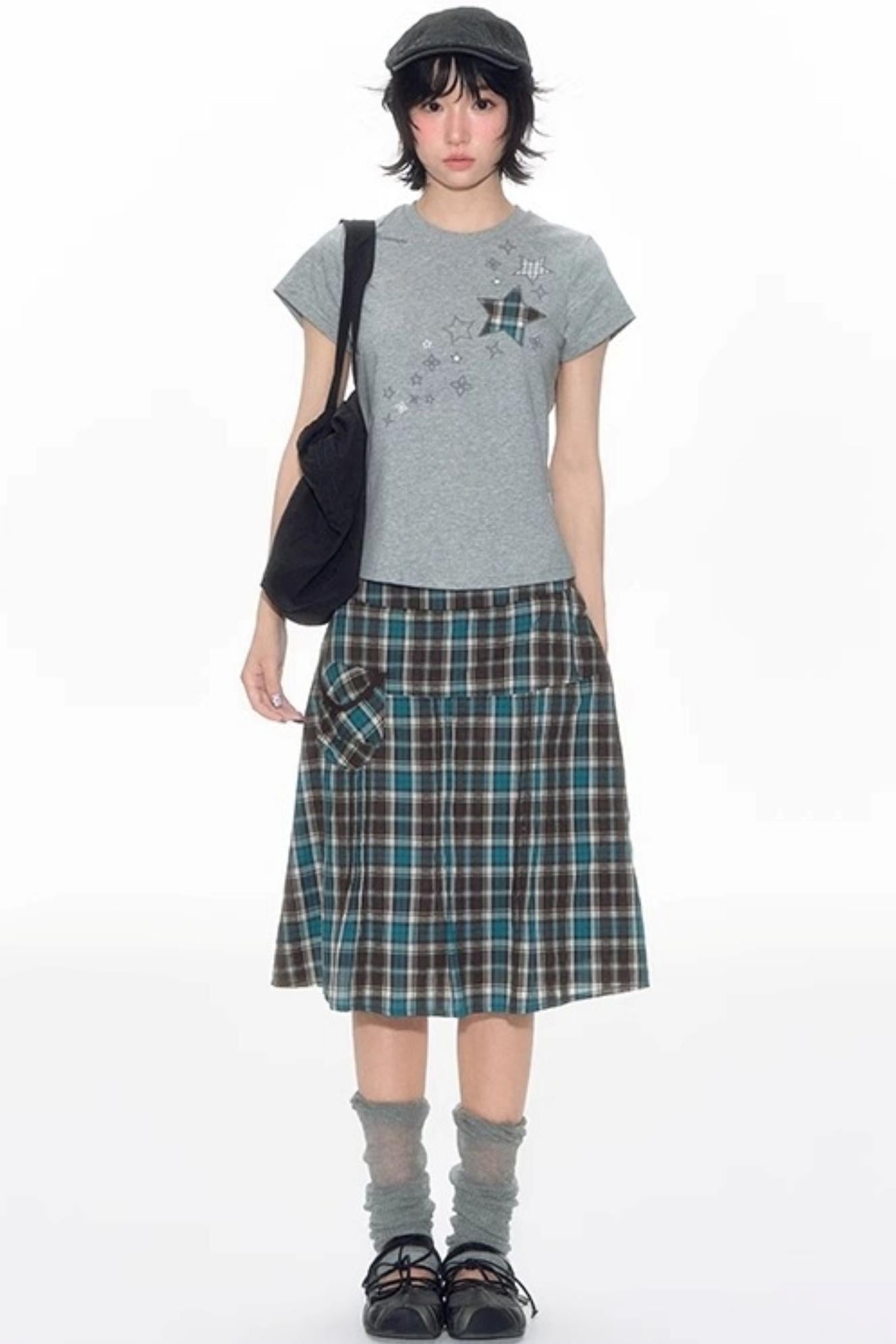 Star Patch Embroidered Short Sleeve Top