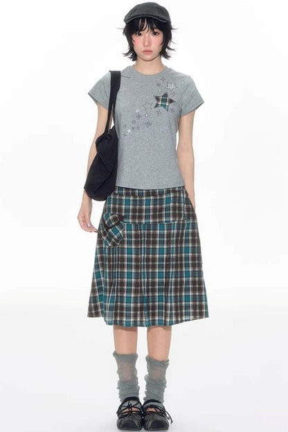 Star Patch Embroidered Short Sleeve Top