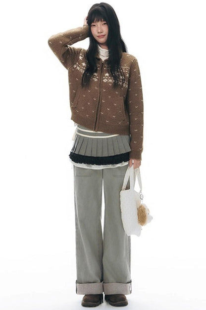 Knit Button Hem Pants