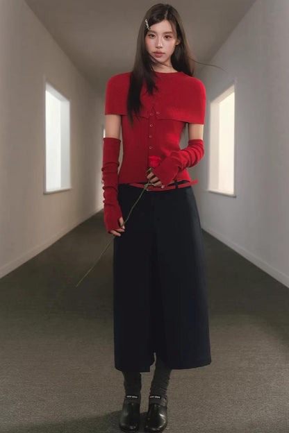 Slim-Fit Knit Cardigan Set-Up