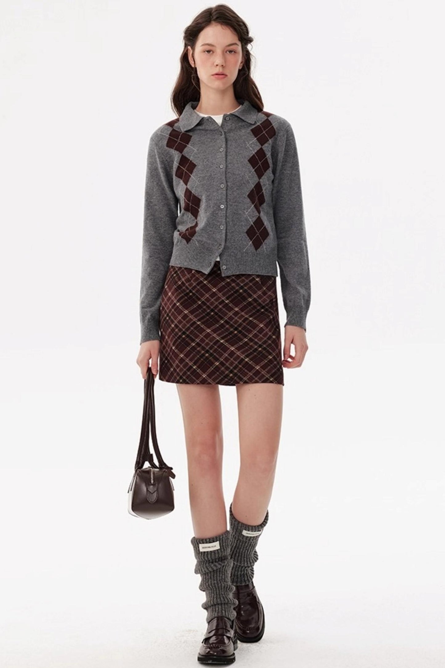 Vintage Red Plaid Woolen A-Line Skirt