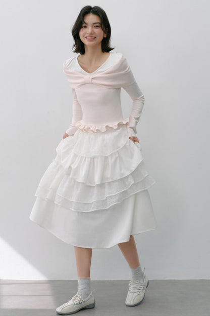 Vintage White Flower Puffy Skirt