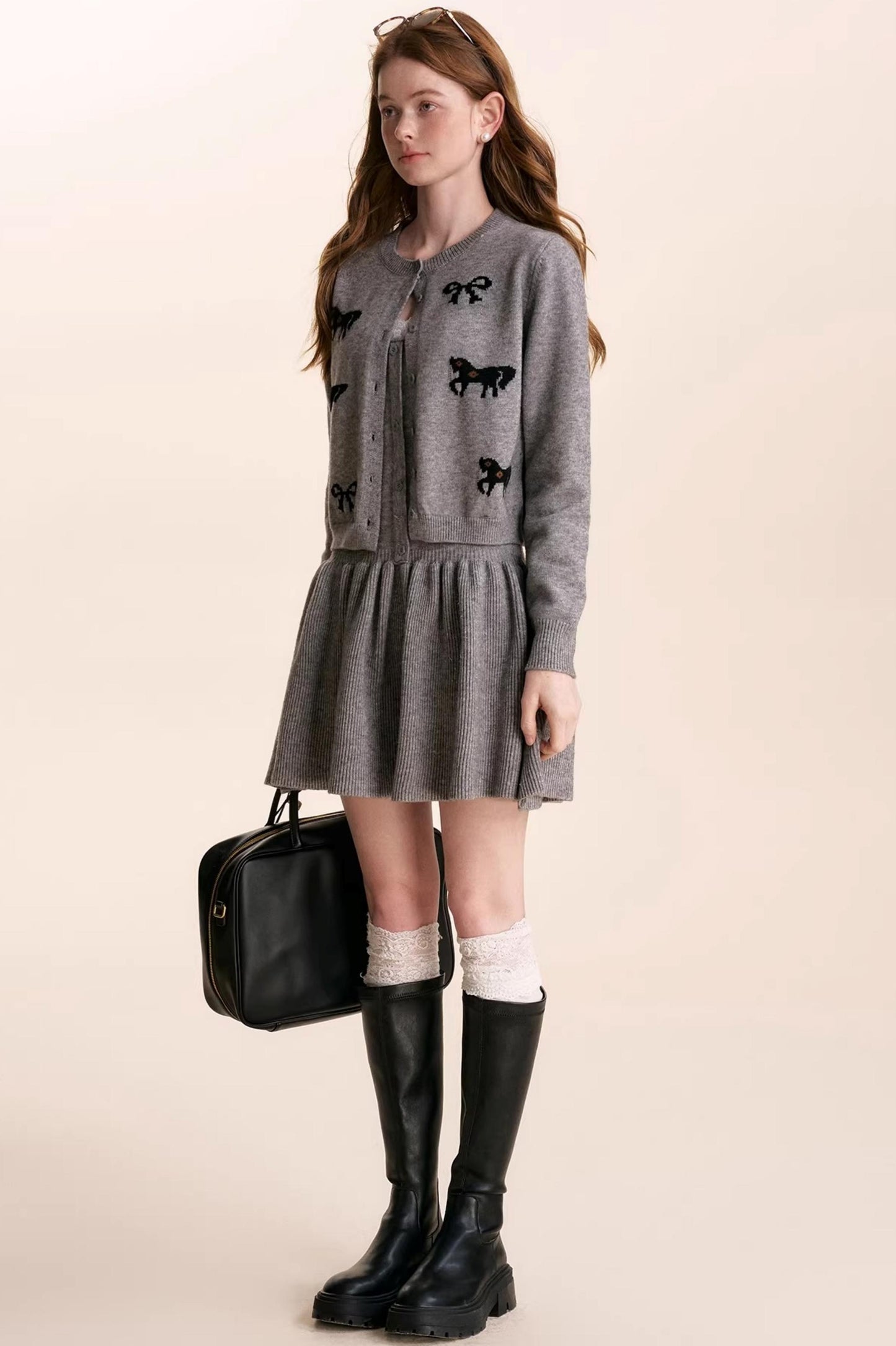 Floral Wool Bow Cardigan