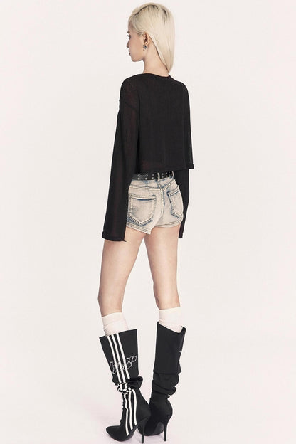 Autumn Lace-Up Knitted Cover-Up Top