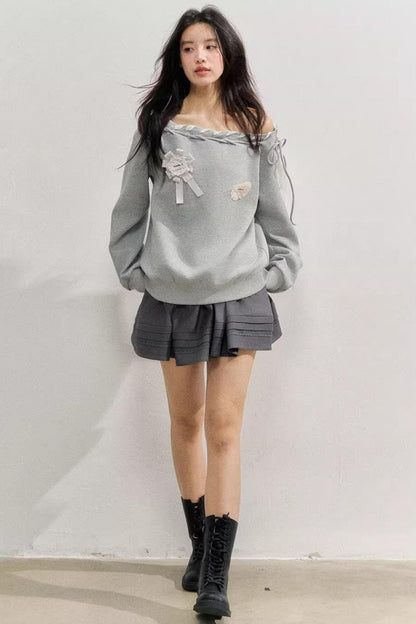 Gray Shoulder Sweatshirt
