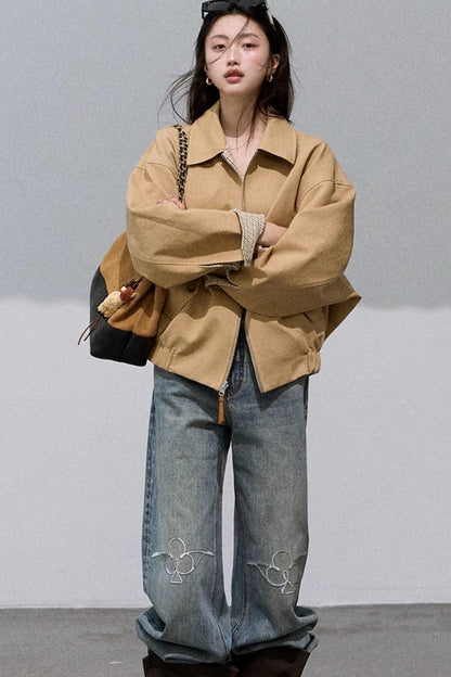 Vintage Burnt Flower Wide-Leg Jeans