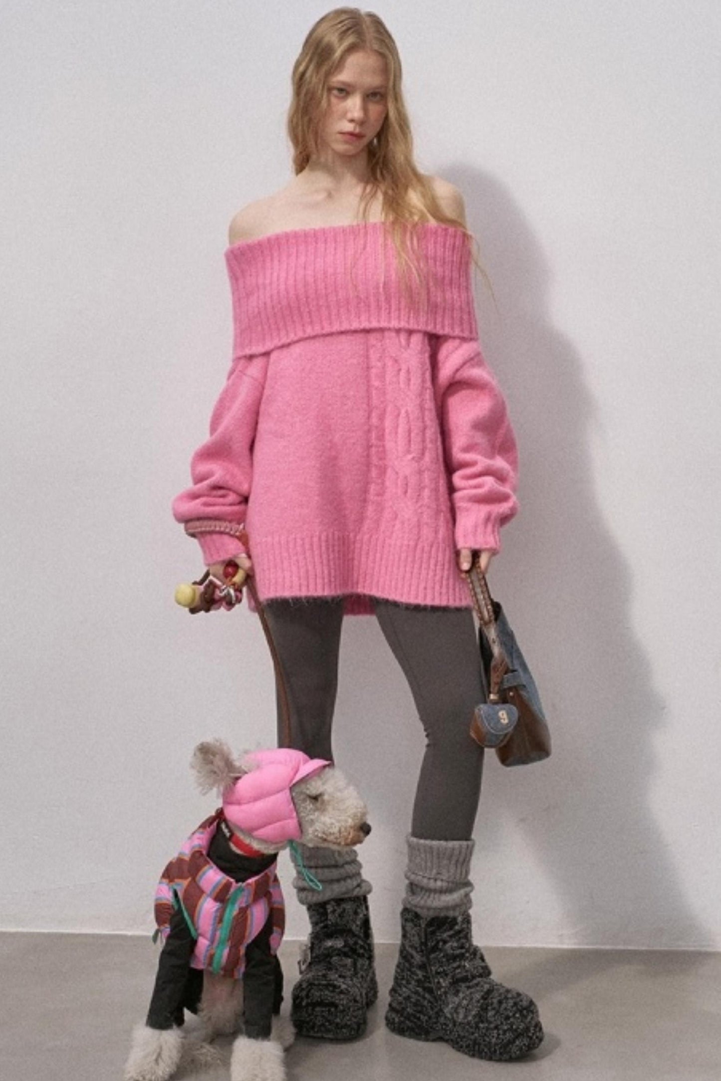 Cable-Knit Wool Off-Shoulder Sweater