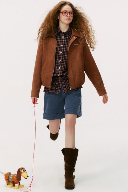 Lapel Suede Vintage Jacket