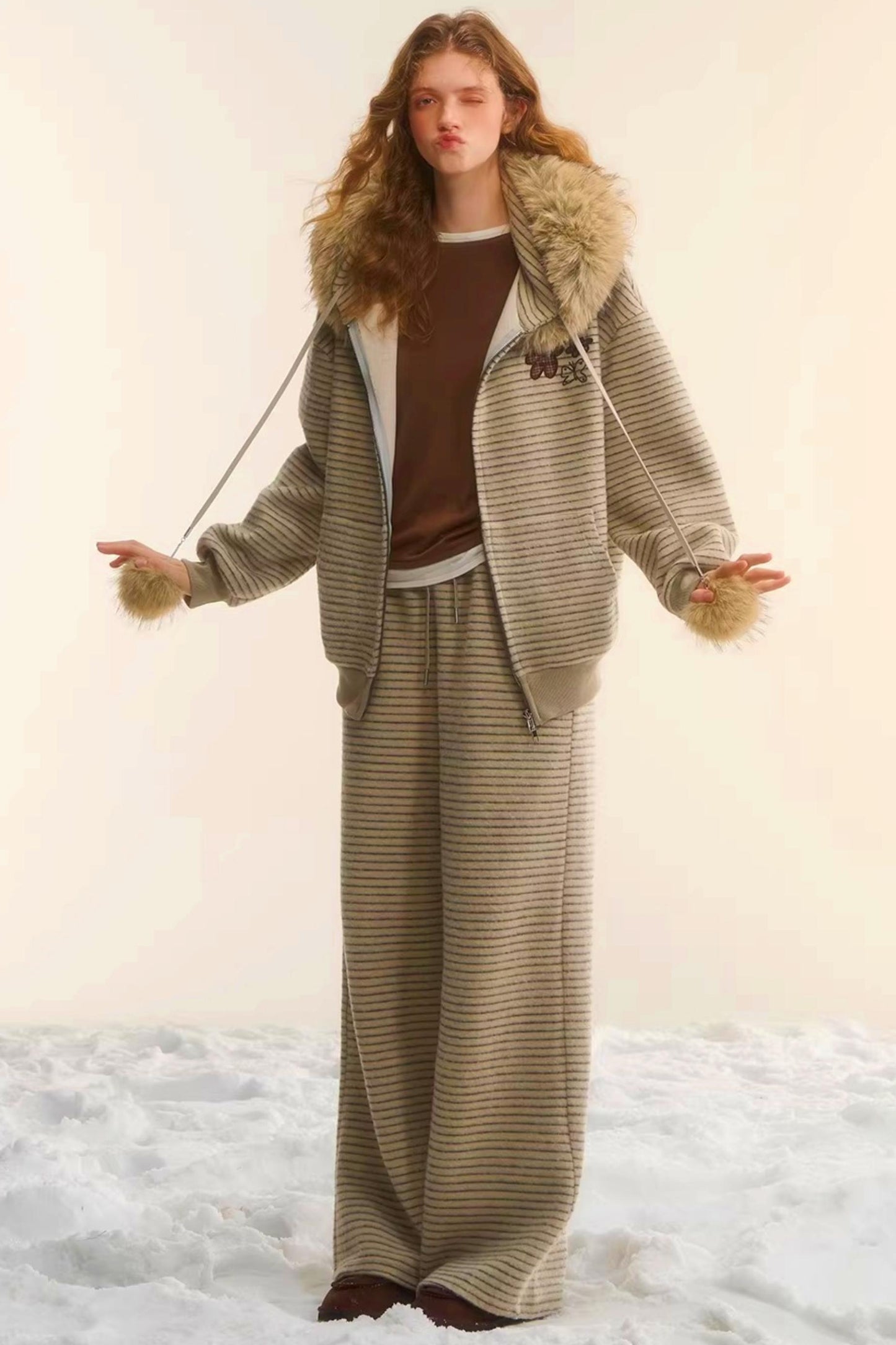 Retro Velvet Striped Jacket Set-Up