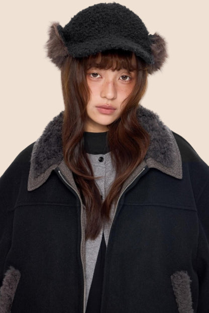 Fur Patchwork Cotton Jacket