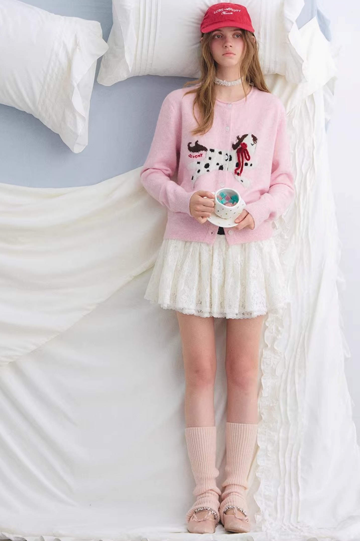 Jacquard Bow Wool Cardigan