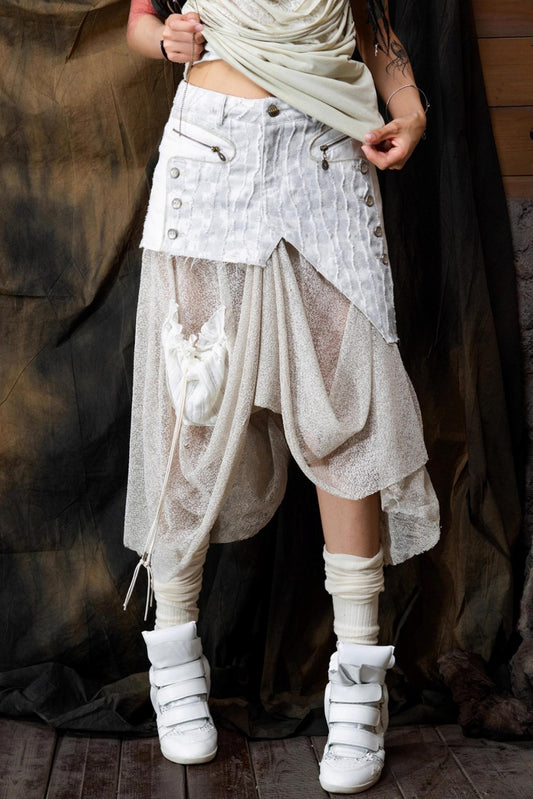 Vintage Patchwork Mesh Maxi Skirt