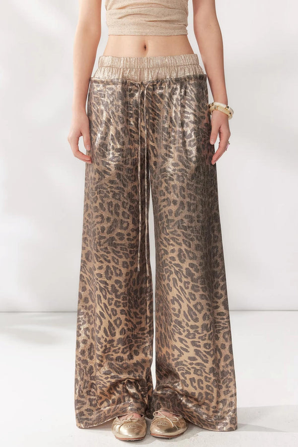 Leopard Print Wide-Leg Pants