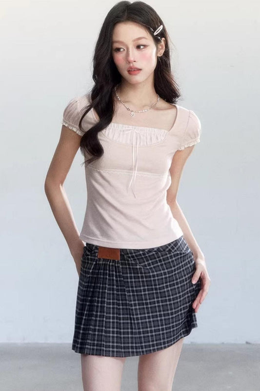 Sweet Retro Plaid Skirt Matching Set