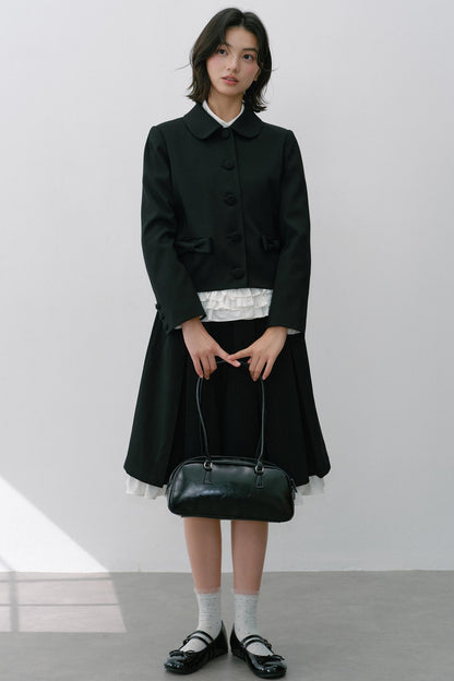 Elastic Pleated Skirt Suit Set-Up