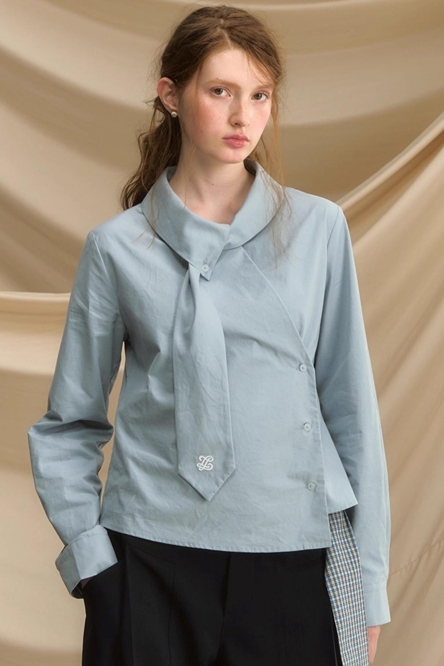 Relaxed Diagonal Plaid Shirt