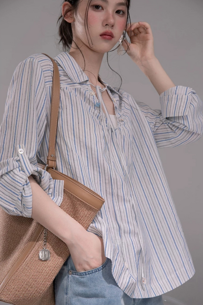 Conjunto de Camisa a Rayas Azul Soda