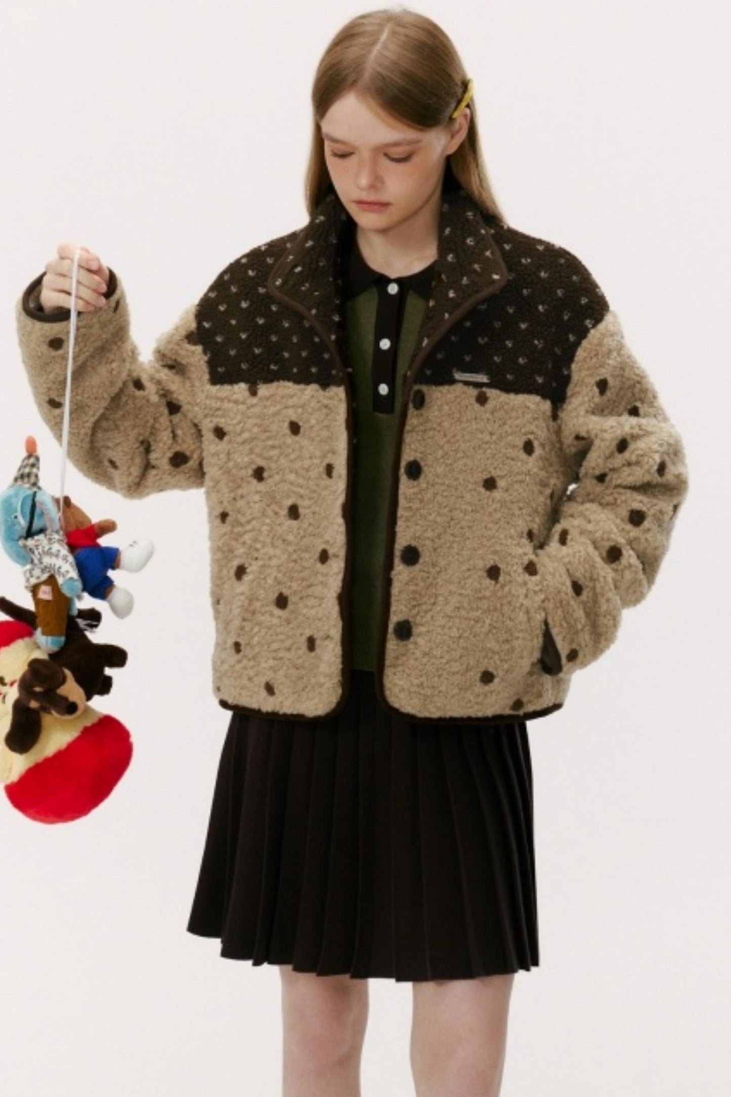 Lambswool Polka Dot Patchwork Jacket