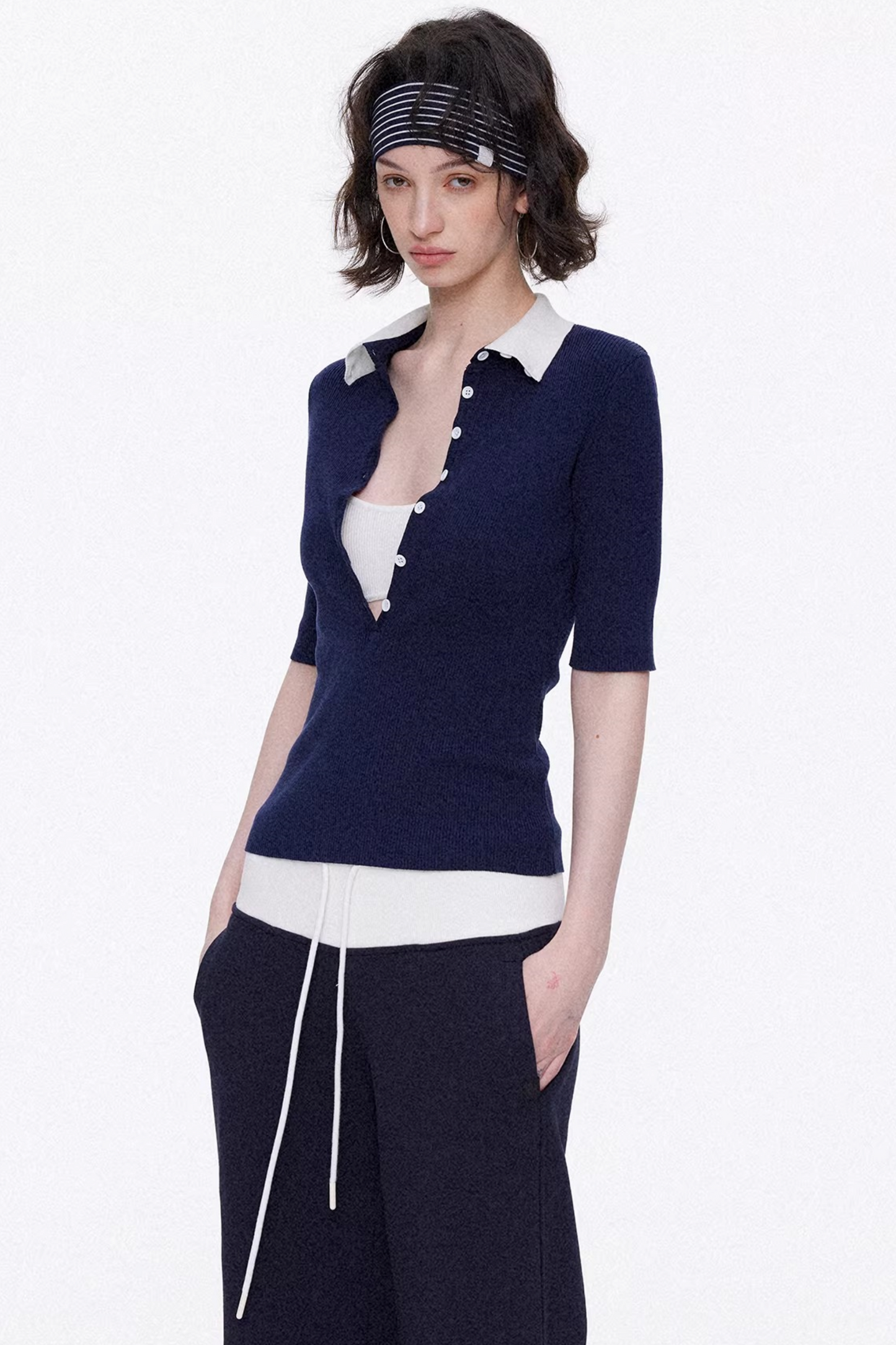 Lyocell Color-Blocked Knit Top