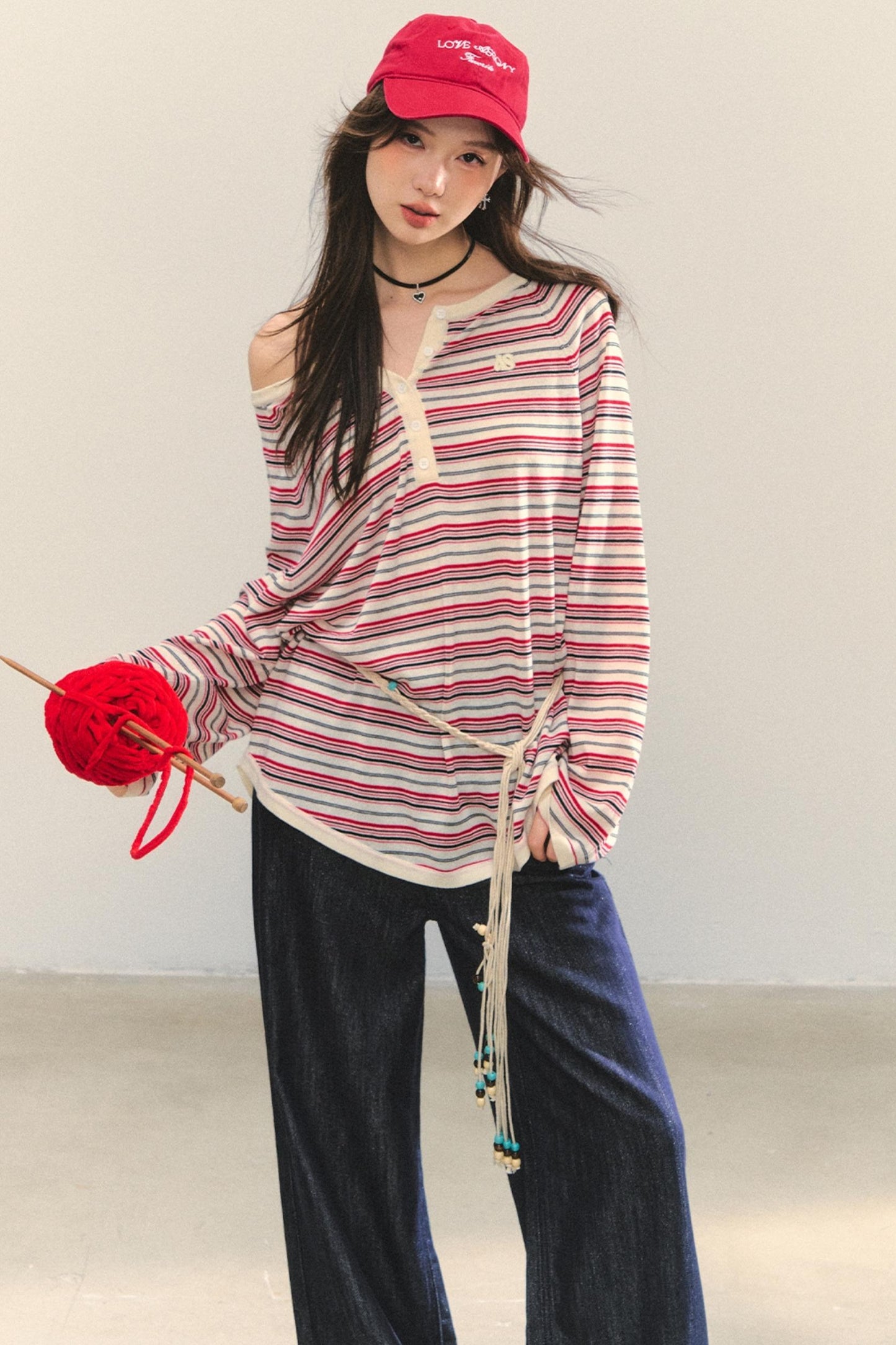 Pink Striped Knit Top