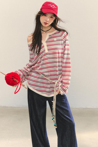 Pink Striped Knit Top