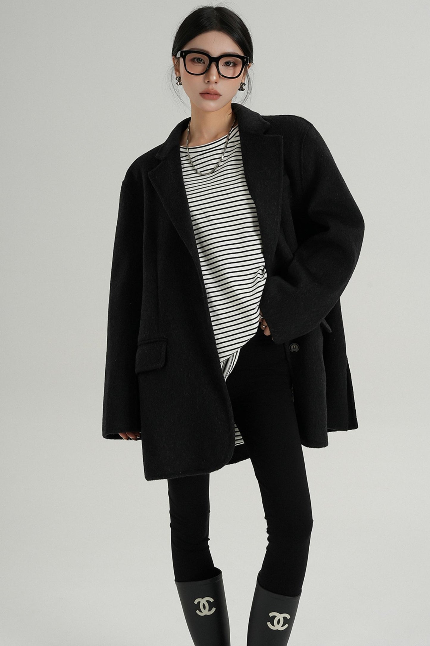 High-End Wool Tweed Suit Jacket