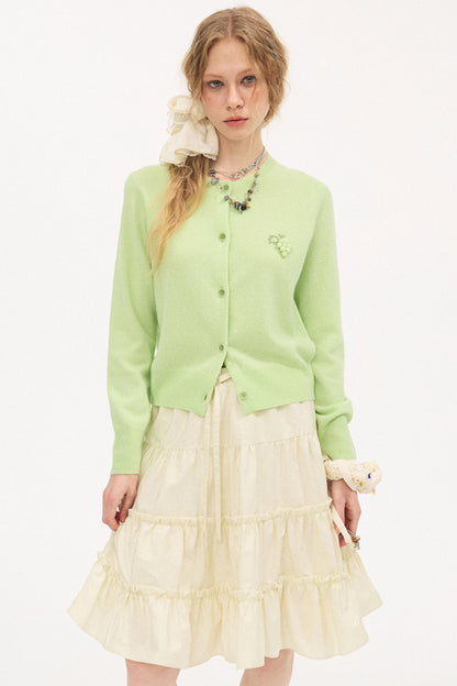 Embroidered Grape Wool Sweater