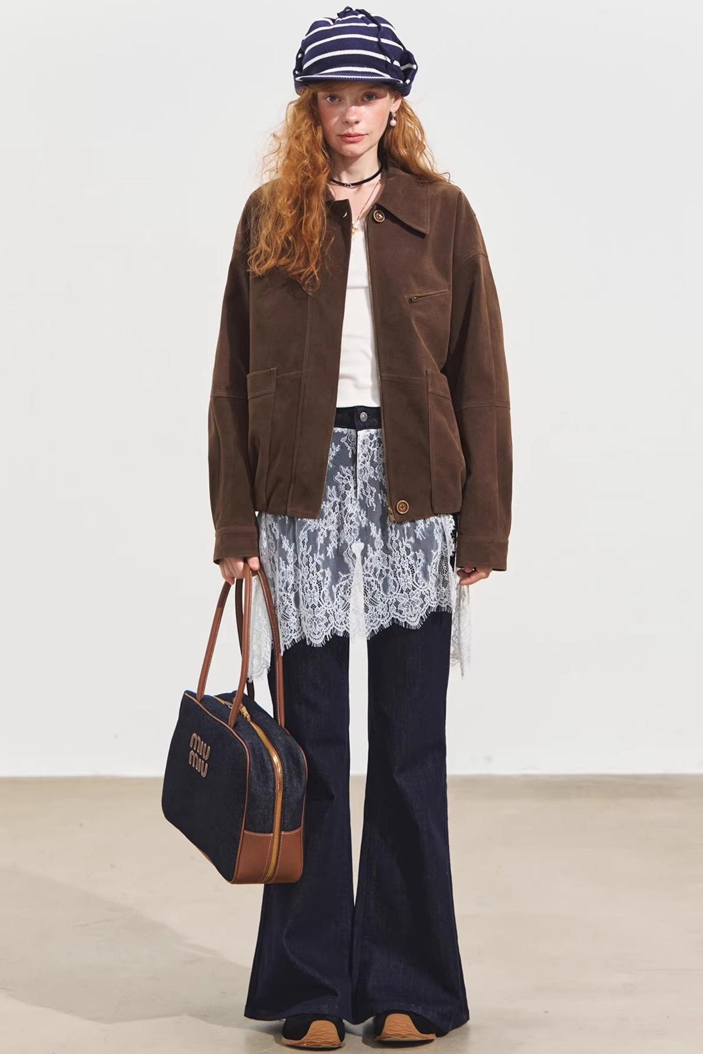 Plaid Collar Sweater Set-Up