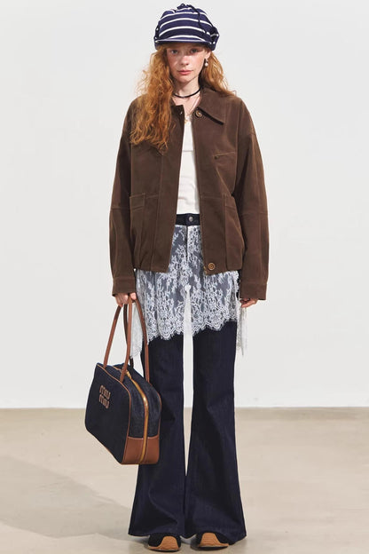 Plaid Collar Sweater Set-Up